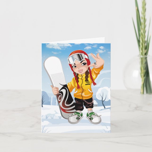 Snowboardkorthälsningskort Kort (Framsida)