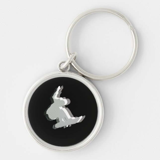 Snowboardlogotypdesign Keychain Rund Silverfärgad Nyckelring (Framsidan)