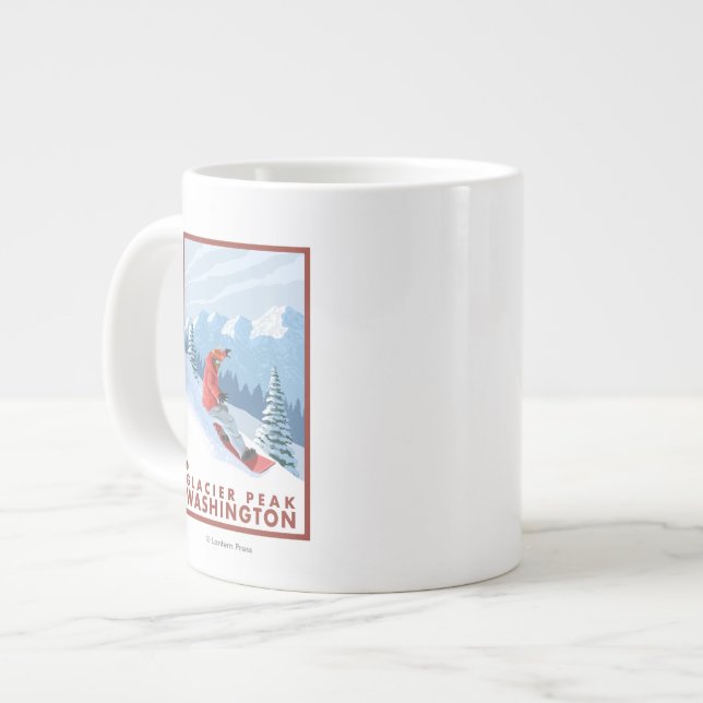 Snowboardscen - Glacier Peak, Washington Jumbo Mugg (Framsida vänster)