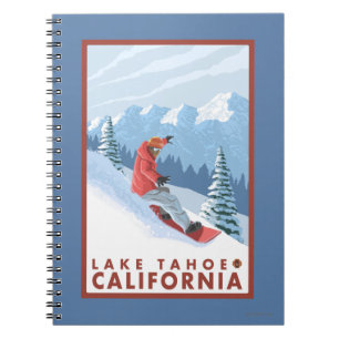 Snowboardscen - Lake Tahoe, Kalifornien Anteckningsbok Med Spiral