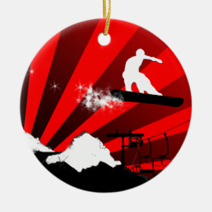 snowboardslinga julgransprydnad keramik