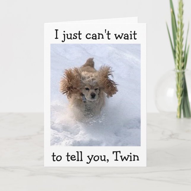**SNOWBOUND COMEDIC HUND** FÖR TWINS BIRTHDAY KORT (Framsida)