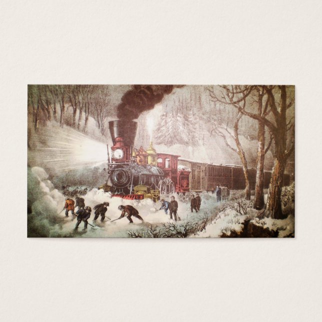 Snowbound Tåg Juletiketter Visitkort (Framsidan)