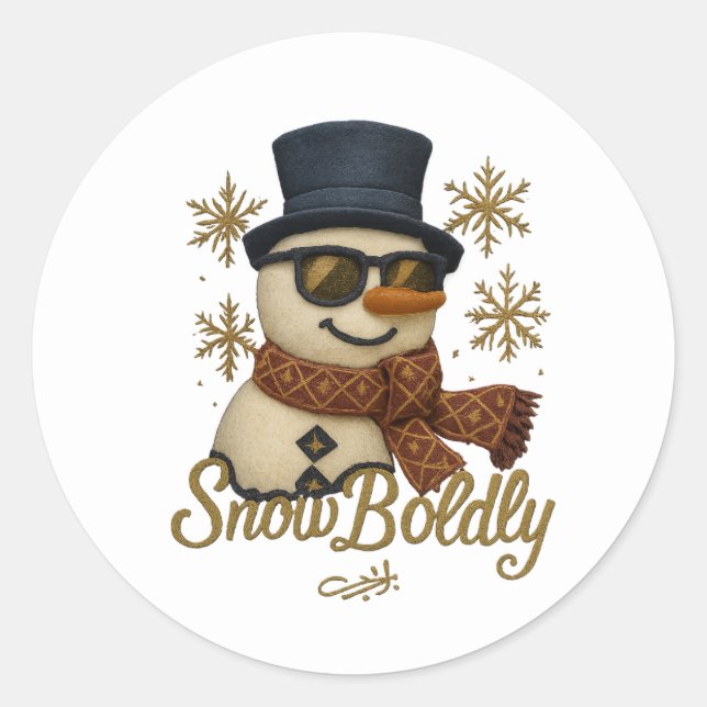 SnowBuddy Glitter Snowman Runt Klistermärke (Framsida)