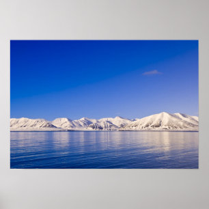Snowcaps peaks Woodfjord Svalbard Poster
