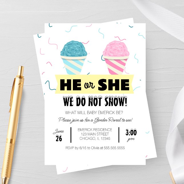 Snowcone Gender Reveal Party Inbjudningar (Skapare uppladdad)