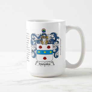 Snowden, ursprung, det menande och vapenskölden kaffemugg