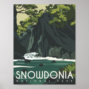 Snowdonia England Berömd Travel Ställe Illustratio Poster
