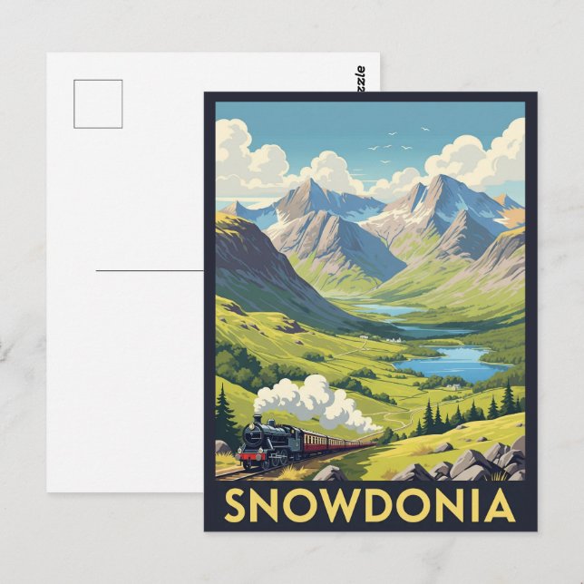 Snowdonia National Park Wales Travel Vykort (Fram/baksida)