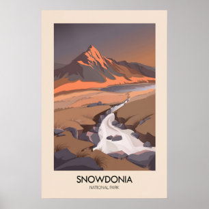 Snowdonia nationalpark modern affisch för resor