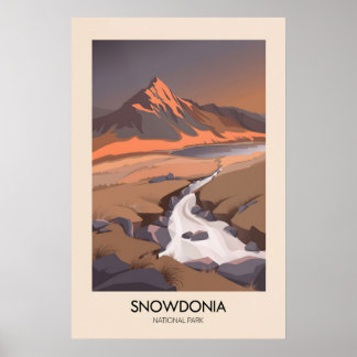 Snowdonia nationalpark modern affisch för resor