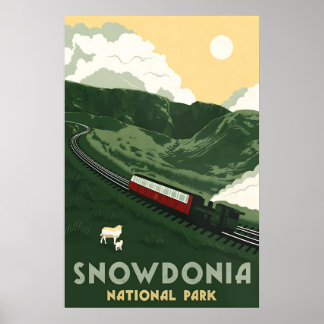 Snowdonia nationalpark reseskylt Grön Poster