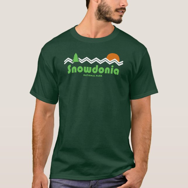 Snowdonia nationalpark Retro T Shirt (Framsida)