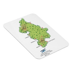 Snowdonia nationalpark, Wales karta Magnet