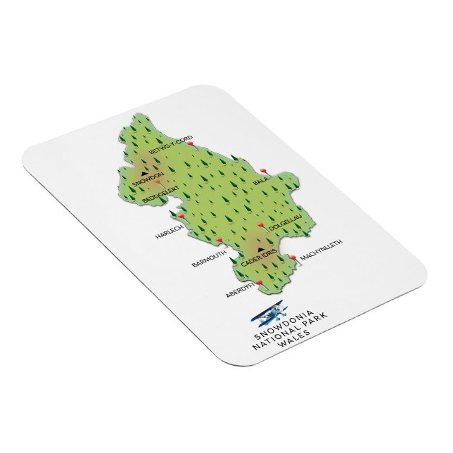 Snowdonia nationalpark, Wales karta Magnet (Högersidan)