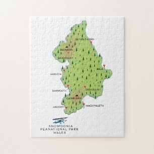 Snowdonia nationalpark, Wales karta Pussel