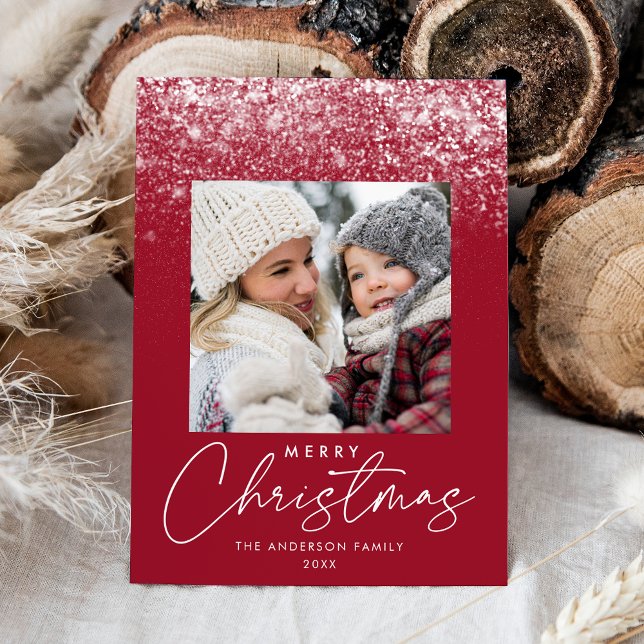 Snowdrift God jul Cranberry Photo Julkort (Skapare uppladdad)