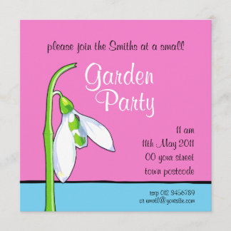 Snowdrop rosa blue Garden Party-inbjudan Inbjudningar