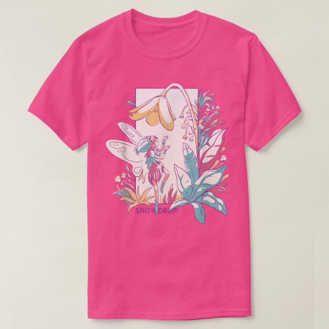 Snowdrop Small Fairy With Flowers Nature Fantasy  T Shirt (Design framsida)