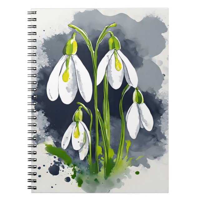 Snowdrop - Watercolor flowers Anteckningsbok (Framsidan)