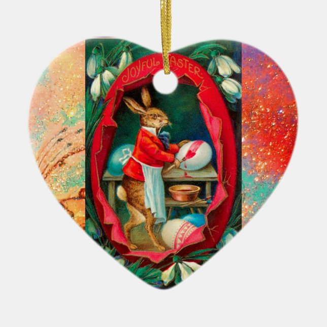 SNOWDROPPAR MED PÅSKÄGG MED BANKPAINERING JULGRANSPRYDNAD KERAMIK (Framsidan)