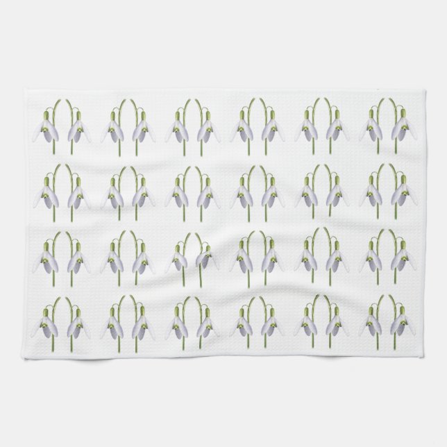 Snowdroppe Fabric Mönster. Kökshandduk (Horisontell)