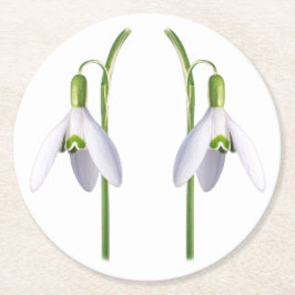 Snowdroppe Fabric Mönster. Underlägg Papper Rund