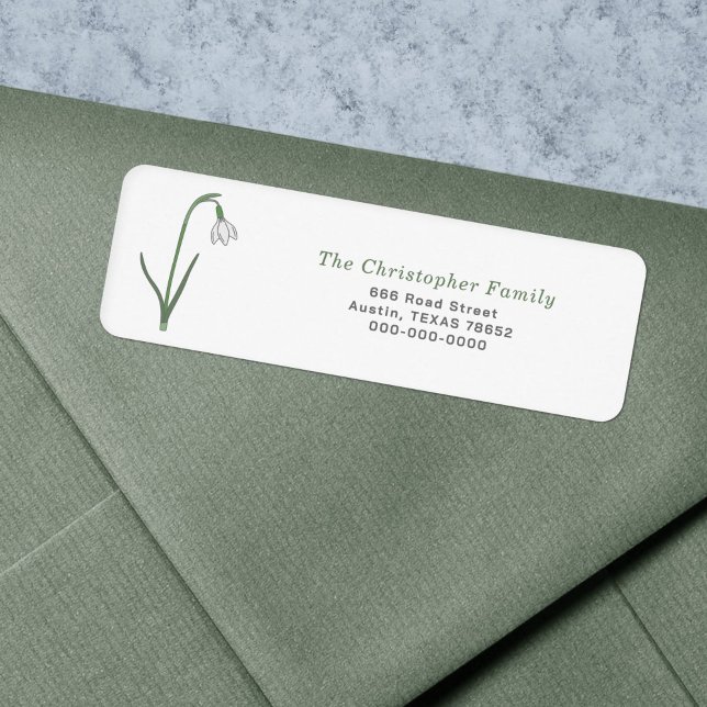 Snowdroppe Pastel Flower Return-adressetikett Returadress Etikett (Snowdrop Pastel Flower Return Address Label)