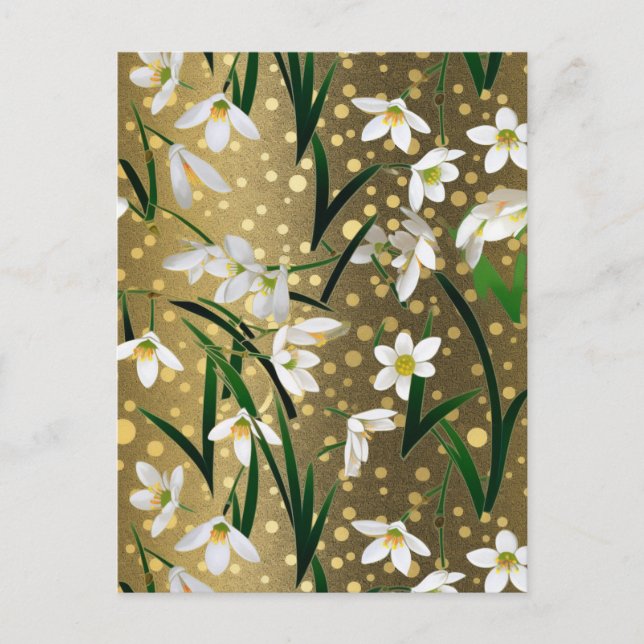 Snowdrops Chiyogami Vykort (Framsida)