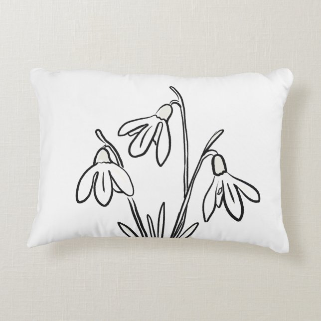 Snowdrops Flowers Januthday Prydnadskudde (Baksidan)
