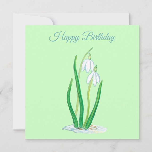 Snowdrops (Galanthus) Illustration Birthday Kort (Framsida)