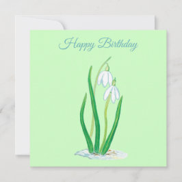 Snowdrops (Galanthus) Illustration Birthday Kort