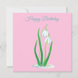 Snowdrops (Galanthus) Illustration Birthday Kort