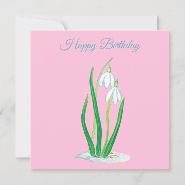 Snowdrops (Galanthus) Illustration Birthday Kort (Framsida)