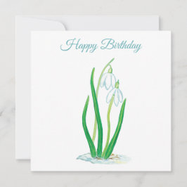 Snowdrops (Galanthus) Illustration Birthday Kort