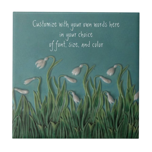 Snowdrops Majolica Faux Relief c1875 G.Jones Repro Kakelplatta (Framsidan)