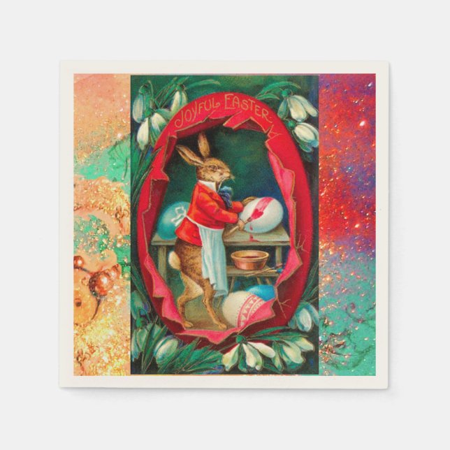 SNOWDROPS MED KANINPAINANDE PÅSKÄGG PAPPERSSERVETT (Framsidan)