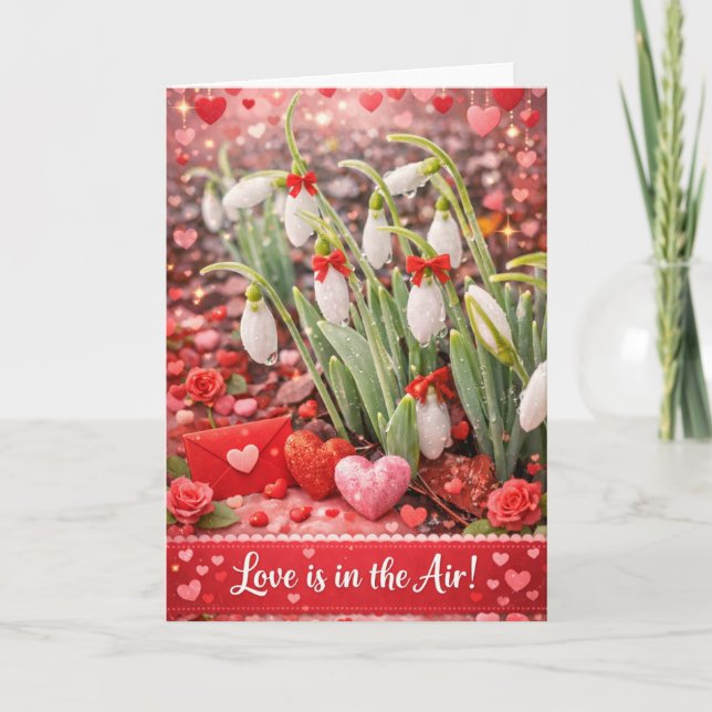 Snowdrops Romantic Valentine's Day Card Kort (Framsida)