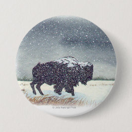 Snowdusted Bisonmålning Knapp