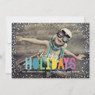 Snowfall Colorful Glad helg Photo Julkort