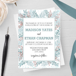 Snowfall Ferns Winter bröllopsinbjudan Inbjudningar