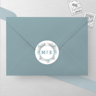 Snowfall Ferns Winter Wedding Sticker Runt Klistermärke