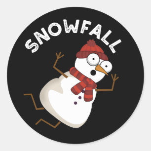 Snowfall Funny Snö Pun Mörk BG Runt Klistermärke