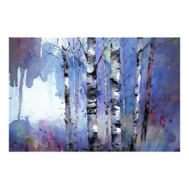 Snowfall i den fantastiska fågeln fototryck