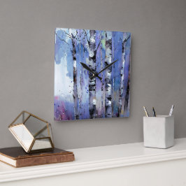 Snowfall i den fantastiska fågeln fyrkantig klocka