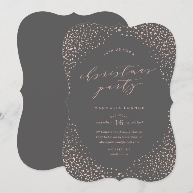 Snowfall-inbjudan till julfest inbjudningar (Fram/baksida)