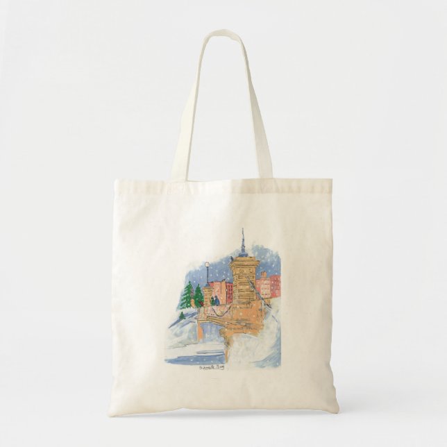 Snowfall Lagoon Tote Bag Tygkasse (Framsidan)
