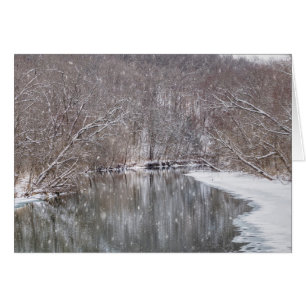 Snowfall over Finley River Greeting Card Hälsningskort