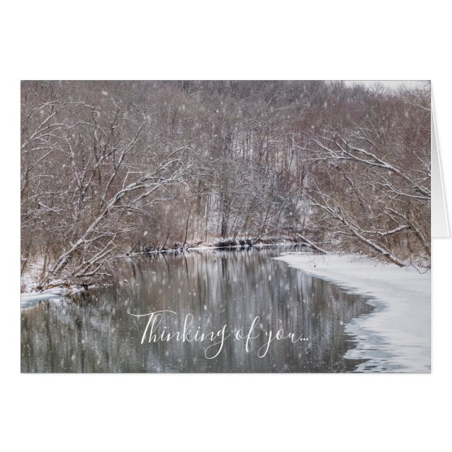 Snowfall över Finley River Tinking You Card OBS Kort (Framsidan Horizontal)