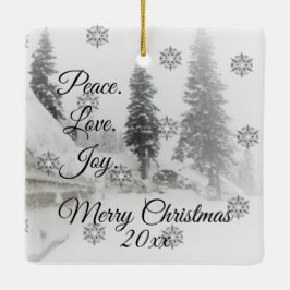 Snowfall Snöflingor, svart, vit skiss Julgransprydnad Keramik